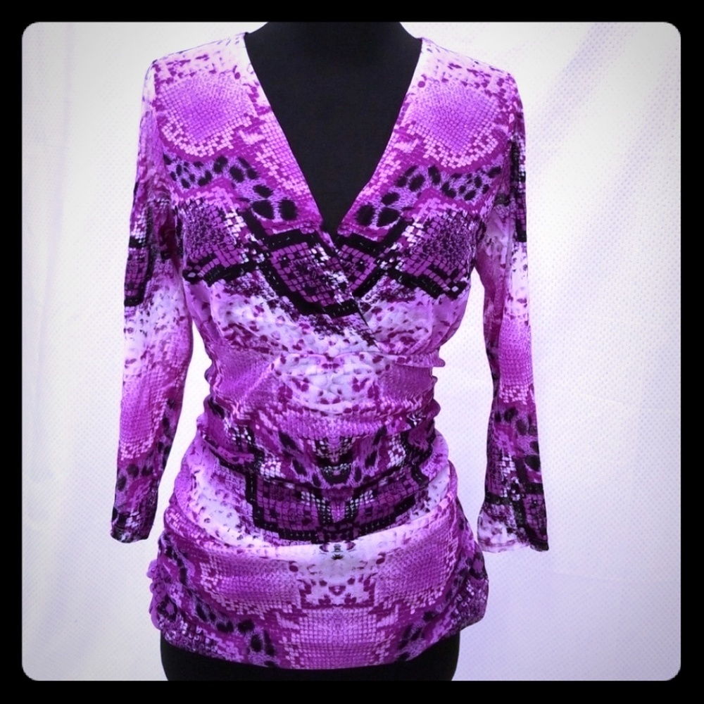 INC International Concepts Pink Vneck Top Size M